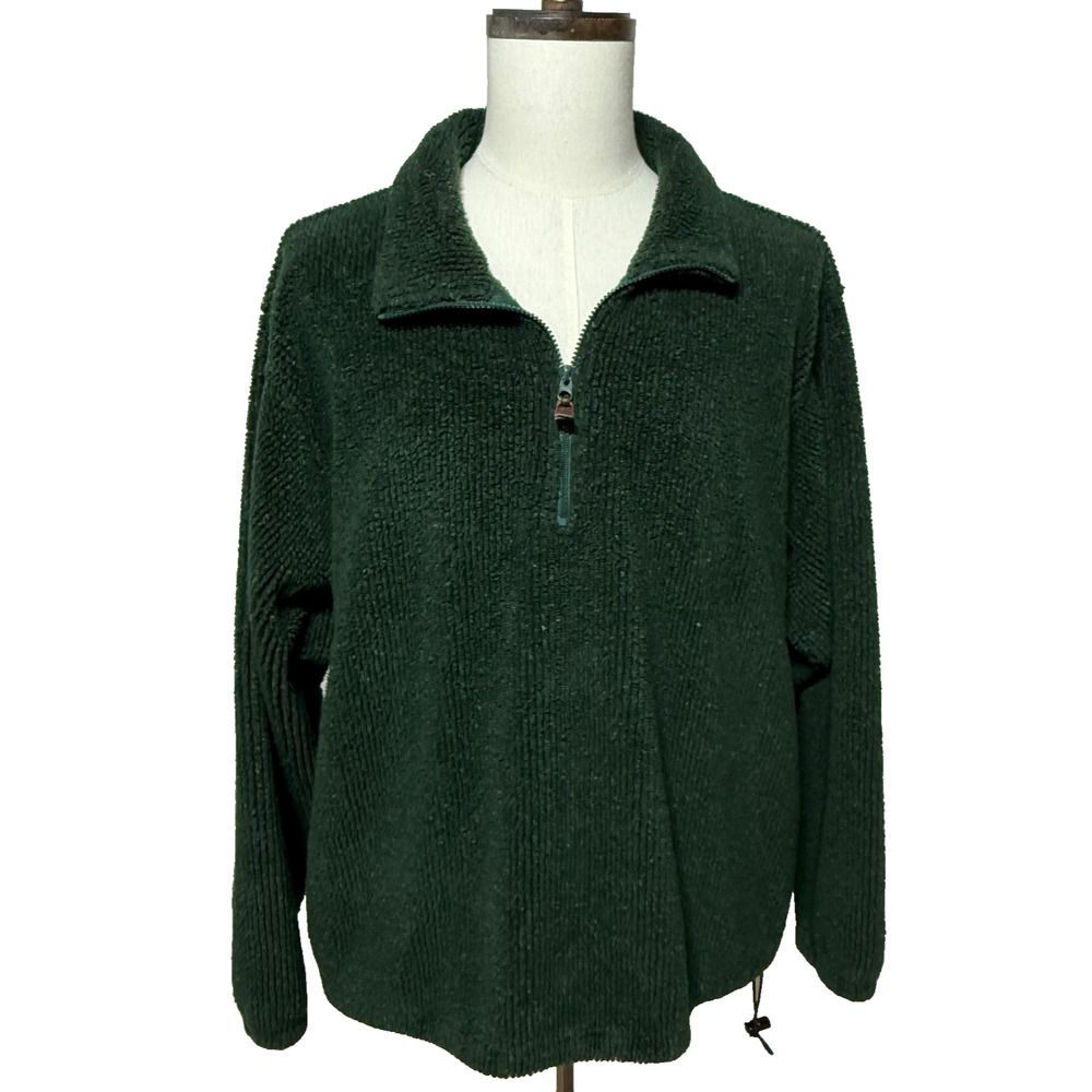 Cabelas‎ Sweater Mens XL Green 1/4 Zip Pullover Pockets Long Sleeve Sweatshirt - Picture 5 of 11